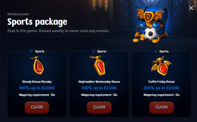 dracula casino weekly sports